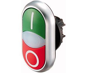 Eaton 216700 M22-ddl-Gr-X1/X0 Double bouton, détecteur de lumière, vert I/blanc/rouge 0, chromé, vert, rouge