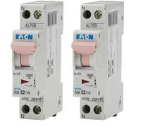 EATON 264741 PLG4-C2/1N - DISJONCTEUR MODULAIRE PH/N - Blanc - MANETTE ROSE - 1P+N / 2 A - COURBE C - Raccordement à vis (Lot de 2)