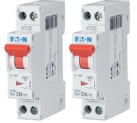 EATON 264744 PLG4-C10/1N - DISJONCTEUR MODULAIRE PH/N - Blanc - MANETTE ROUGE - 1P+N / 10 A - COURBE C - Raccordement à vis (Lot de 2)