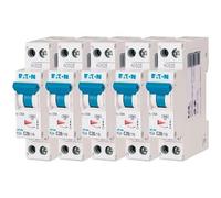 EATON 264747 PLG4-C20/1N - DISJONCTEUR MODULAIRE PH/N - Blanc - MANETTE BLEUE - 1P+N / 20 A - COURBE C - Raccordement à vis - 5 disjoncteurs
