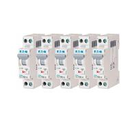 EATON 264746 PLG4-C16/1N - DISJONCTEUR MODULAIRE PH/N - Blanc - MANETTE GRISE - 1P+N / 16 A - COURBE C - Raccordement à vis - 5 disjoncteurs