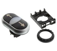 Eaton M22-DDL-S-X7-X7 M22 Double bouton poussoir modulaire 22,5 mm, allongé, momentané, éclairé, lunette : argenté, bouton : haut/bas : noir, inscription : flèche de haut en haut.