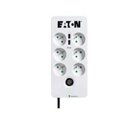 Eaton Multiprise/Parafoudre Protection Box PB6TUF – 6 prises FR, 1 prise tel/RJ, 2 USB – Blanc/Noir