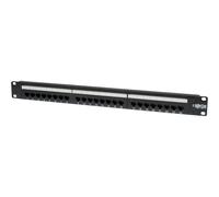 Eaton Tripp Lite Series 24-Port Cat6 Cat5 Patch Panel Feed Through Rackmount 568A/B RJ45 1URM TAA - Tableau de connexions - montable sur mur - CAT 6 - noir - 1U - 19" - 24 ports