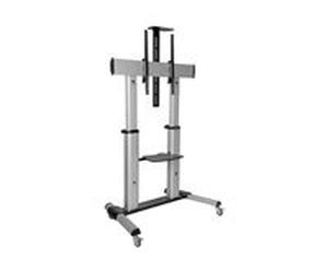 Eaton Tripp Lite Series Heavy-Duty Rolling TV Stand, Height Adjustable, 60" - 100" Screens chariot - pour écran plat/tableau blanc interactif/ordinateur portable/Blu-ray/webcam - noir, argent