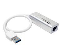 Eaton Tripp Lite Series USB 3.0 SuperSpeed to Gigabit Ethernet NIC Network Adapter RJ45 10/100/1000 Aluminum White - Adaptateur réseau - USB 3.0 - Gigabit Ethernet - argent G