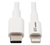 Tripp Lite Lightning to USB C Sync / Charging Cable Apple iPhone iPad USB Type C USB-C USB Type-C 3ft - Câble USB - 24 pin USB-C (M) pour Lightning (M) - USB 2.0 - 20 V - 3 A - 90 cm - blanc