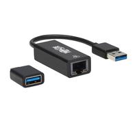 Eaton Tripp Lite Series USB-C, USB-A to RJ45 Gigabit Ethernet Network Adapter (2xM/F), USB 3.2 Gen 1, Black - Adaptateur réseau - USB-C 3.2 Gen 1 / Thunderbolt 3 - Gigabit Ethernet x 1 - noir