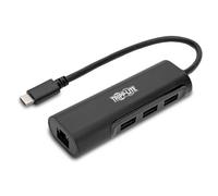 Tripp Lite Series USB 3.1 Gen 1 USB-C Multiport Portable Hub/Adapter, 3 USB-A Ports and Gigabit Ethernet Port, Thunderbolt 3 Compatible, Black, USB