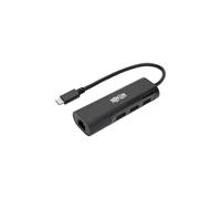 Eaton USB-C Hub et Adaptateur multiports avec 3 Ports USB-A 3.0, Port Gigabit Ethernet, Compatible Thunderbolt 3, Noir, Plug-and-Play (U460-003-3A1GB)