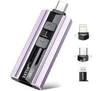 EATOP Clé USB 256 Go à double interface, aucune application requise, mémoire USB portable pour iPhone, iPad, Android, PC et Mac, stocke facilement photos, vidéos et fichiers (violet clair)