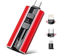EATOP Clé USB 256 Go à double interface, aucune application requise, mémoire USB portable pour iPhone, iPad, Android, PC et Mac, stocke facilement photos, vidéos et fichiers (rouge vif)