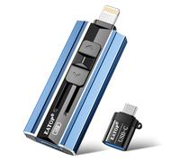 EATOP Clé USB 512 Go pour iPhone et iPad - Clé USB pour sauvegarde photos et vidéos - Mémoire externe du téléphone - Aucune application nécessaire - Compatible avec iOS, Android et PC - Bleu