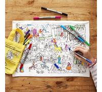 eatsleepddodle Set de Table Enfant avec Sac de Rangement en Coton à Colorier, sur Le Thème des Contes de Fées, Feutres Textiles Lavables Inclus