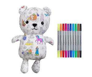 eatsleepdoodle Ourson Conte de fées à colorier pour Enfants - Peluche DIY avec feutres lavables, Ourson réutilisable à colorier pour Filles et garçons. Cadeau créatif pour l’Art