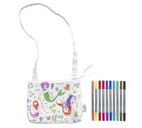 eatsleepdoodle Sac à bandoulière sirène pour enfants avec 10 marqueurs lavables - Sac à bandoulière de coloriage pour enfants de 21,6 x 17,8 cm
