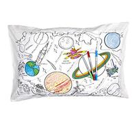eatsleepdoodle Taie d'oreiller à colorier pour Enfants avec 10 marqueurs lavables pour Enfants - 75 x 50 cm - Taie d'oreiller de coloriage pour Enfants - Ultra Lavable et réutilisable - Arts et