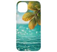 Eau Bleu Serein et Feuille d'art de la Nature Coque pour iPhone 14 Plus