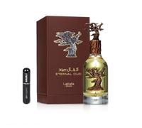 Eau de parfum Eternal Oud 100 ml, parfum arabe unisexe de longue durée, avec atomiseur rechargeable, parfum oriental ambré avec notes de pamplemousse, orchidée, vanille et oud (Eternal Oud)