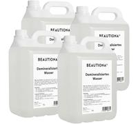 Eau déminéralisée 4×5L (20L) - Eau distillée/eau déionisée selon VDE 0510 - Sans calcaire, haute pureté - Pour auto, fer à repasser, humidificateur, aquarium