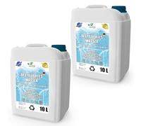 Eau distillée 100% pure 20L | Eau déminéralisée 2x10L - eau distillée adaptée pour fer à repasser, humidificateur, batteries et bien plus encore