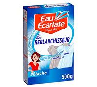 Eau Ecarlate Reblanchisseur, Poudre (0.500kg), Spécial Blanc, Anti-Grissaille + Détache, Préserve les vêtements blancs, Non parfumé