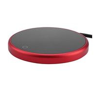 Eau(EU Plug-Rouge)Chauffe Tasse Electrique Coasters, Réchauffeur de Tasse à Café avec Interrupteur à écran TactileCoussin Chauffant Electrique pour Café à Domicile de Bureau Coasters, Laitthé Coasters