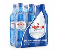 Eau minérale naturelle Veroni, 6 bouteilles de PET de 1,5 litres - Eau minérale provenant d'un manantial à 201 mètres de profondeur à Radom, Pologne.