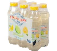 Eau plate aromatisée CRISTALINE parfum citron, lot de 6 bouteilles de 50 cl