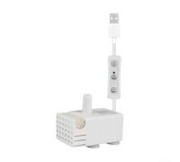 Eau submersible USB pour fontaines à boire et étangs rocailleux, débit silencieux de 3 W, 150 l/h, élévateur de 50 cm, ABS blanc avec câble USB de 1,5 m (avec filtre coton)
