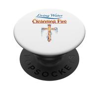 Eau vive, feu purifiant, Foi chrétienne, Force, Jésus PopSockets PopGrip Adhésif