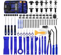 Eaukar 250 PCS Outils de démontage de voiture, Démontage de Garnitures pour Panneau Suppression Installation Garniture Intérieure Outils avec Rivet Clips Plastique pour Radio De Bord De Voiture (Bleu)