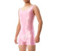 Eauptffy Body transparent pour homme - Sans manches - Coupe ajustée - Boxer - Combinaison une pièce - Respirant - Tenue de lutte - Uniforme, O rose., M
