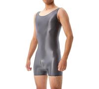 Eauptffy Body transparent pour homme - Sans manches - Coupe ajustée - Boxer - Combinaison une pièce - Respirant - Tenue de lutte - Uniforme, O gris., L