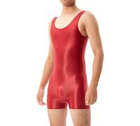 Eauptffy Body transparent pour homme - Sans manches - Coupe ajustée - Boxer - Combinaison une pièce - Respirant - Tenue de lutte - Uniforme, O rouge., M