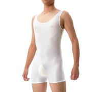 Eauptffy Body transparent pour homme - Sans manches - Coupe ajustée - Boxer - Combinaison une pièce - Respirant - Tenue de lutte - Uniforme, O blanc., M