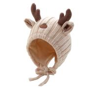 Eauptffy Bonnets Bébé Automne Hiver Bois Rouge Tricot Bonnets Bébé Cache-oreilles Bonnets 0-2Y Bonnets Tricotés Confortables Chapeaux Bébé, O beige., taille unique