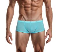 Eauptffy Boxer élastique pour homme - Taille basse - Respirant - Confortable - Extensible - Mini transparent - Léger - Rétro - Coupe ajustée, O bleu clair, XXL