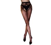 Eauptffy Collants sexy vernis pour femme - Design bien pensé - Fente sur les quatre côtés - Sans accouchement - Transparent - Convient pour la lingerie, O Noir., taille unique