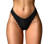 Eauptffy Culotte gainante pour femme - Taille haute - String - Sous-vêtements hipster - Respirant - Sexy - Dentelle brésilienne - String ouvert - String - String - Pour femme - En coton - Noir, Noir ,
