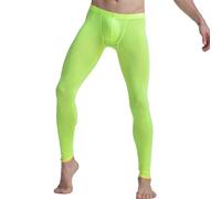 Eauptffy Legging en maille transparente pour homme - Vêtement de nuit sexy - Collants transparents - Taille basse - Bas de sport - Couleur unie - En soie glacée - Taille élastique - Collants
