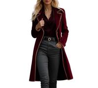 Eauptffy Manteau en velours pour femme - Veste de travail longue ouverte - Couleur unie - Veste softshell vintage - Coupe-vent décontracté - Trench chaud et élégant - Classique - Veste de transition