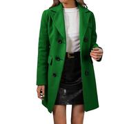 Eauptffy Manteaux en laine pour femmes Automne Hiver Long Manteau en laine à double filet Veste Équipement de doublure Haut confortable Motif festif T-shirts Pull sportif, O Vert., XXL