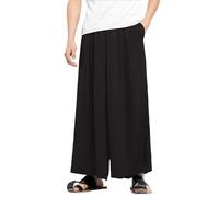 Eauptffy Pantalon de loisirs en lin pour femme - Vintage - Pantalon de sport d'été - Taille élastique - Couleur unie - Pantalon d'extérieur - Kimono japonais - Pantalon de travail de bureau - Coupe