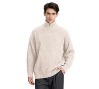 Eauptffy Pull à col roulé pour homme - Demi-fermeture éclair - Couleur unie - Élégant - Col roulé - Pull d'hiver à manches longues - Doux et confortable, O Kaki, L