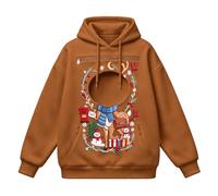 Eauptffy Pull Femme Noël Capuche Amusant Motif Pullover Noël Poche Chien Zip Sac Pull Poche Chien Mignon Porte Animal Capuche Chat Carrier Hoody