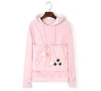 Eauptffy Pull femms Sweat-Shirt pour Femmes Kangourou Pet Dog Cat Holder Coat Pouch Large Pocket Hoodie Top Sweat-Shirt avec Poches (Pink, S)
