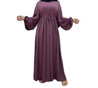 Eauptffy Robe de prière pour femme Islam Abaya - Robe maxi musulmane - Robe de prière à manches longues - Robe islamique Jilbab Dubaï Caftan africain Ramadan Djellaba, Violet, M