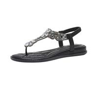 Eauptffy Sandales d'été pour femme - Sandales d'été bohème avec bride en T - Semelles douces - Chaussures d'été à paillettes - Avec bande élastique - Pour fille - Élégantes - Chaussures de plage