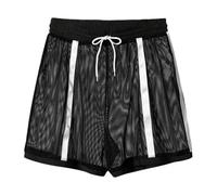 Eauptffy Short court en maille pour homme - Respirant - Short d'entraînement - Loisirs - Taille extensible - Léger - Transparent - Décontracté - Coupe élastique - Pantalon de fitness streetwear, O